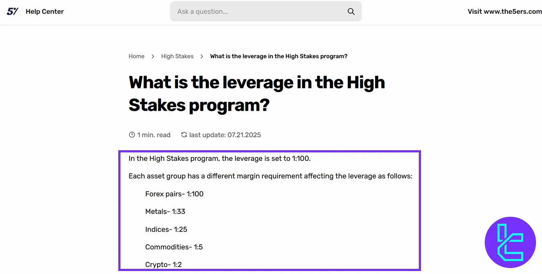 The5ers High Stakes Leverage