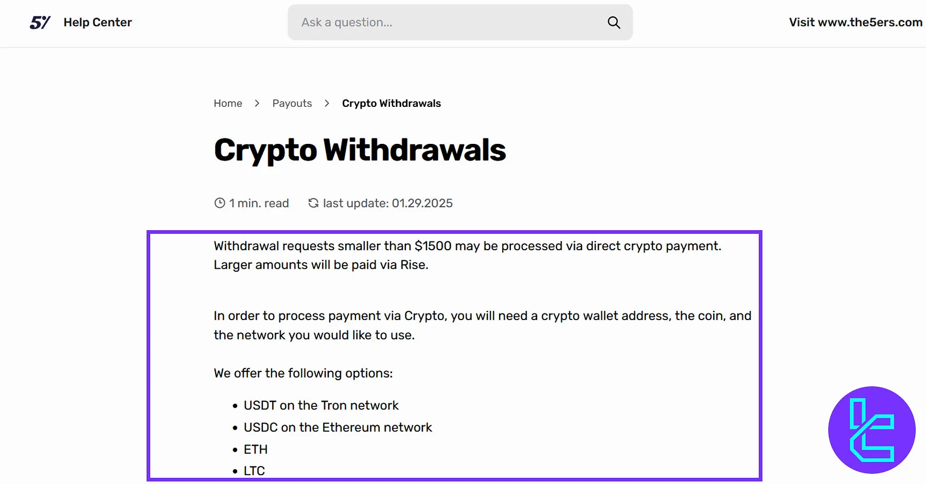 The5ers Crypto Withdrawals