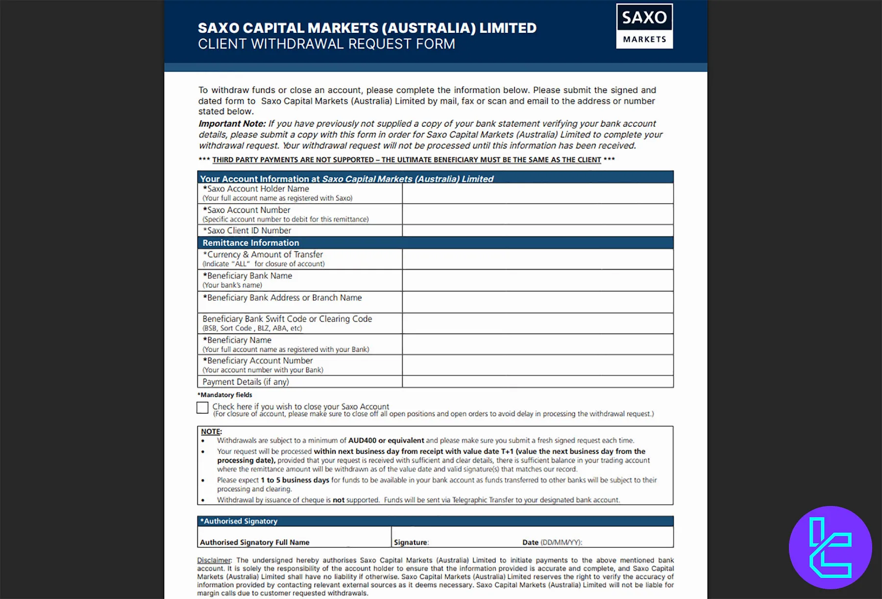 Saxo Bank Withdrawals