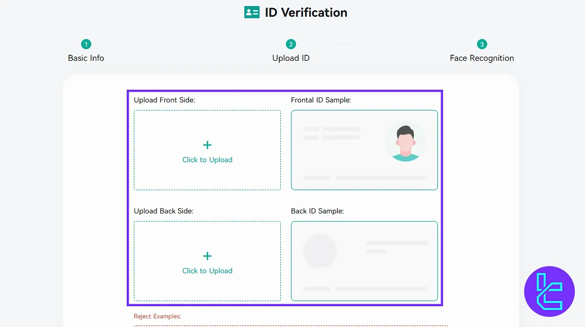 Upload section of ID documents for CoinEX KYC