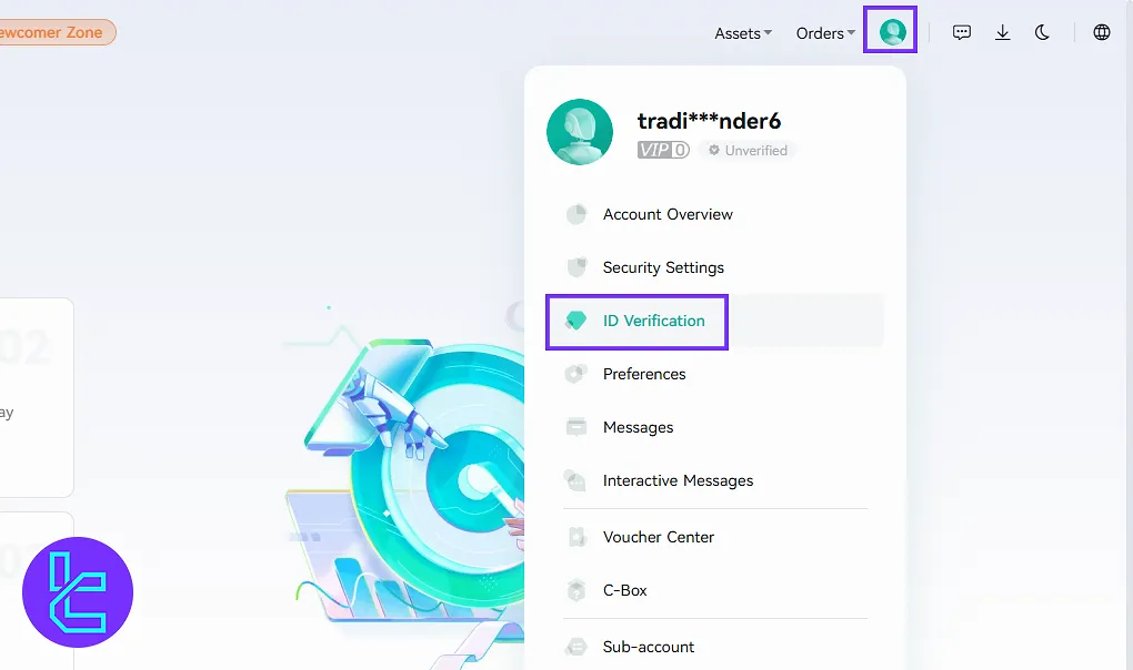 ID verification page on CoinEX dashboard