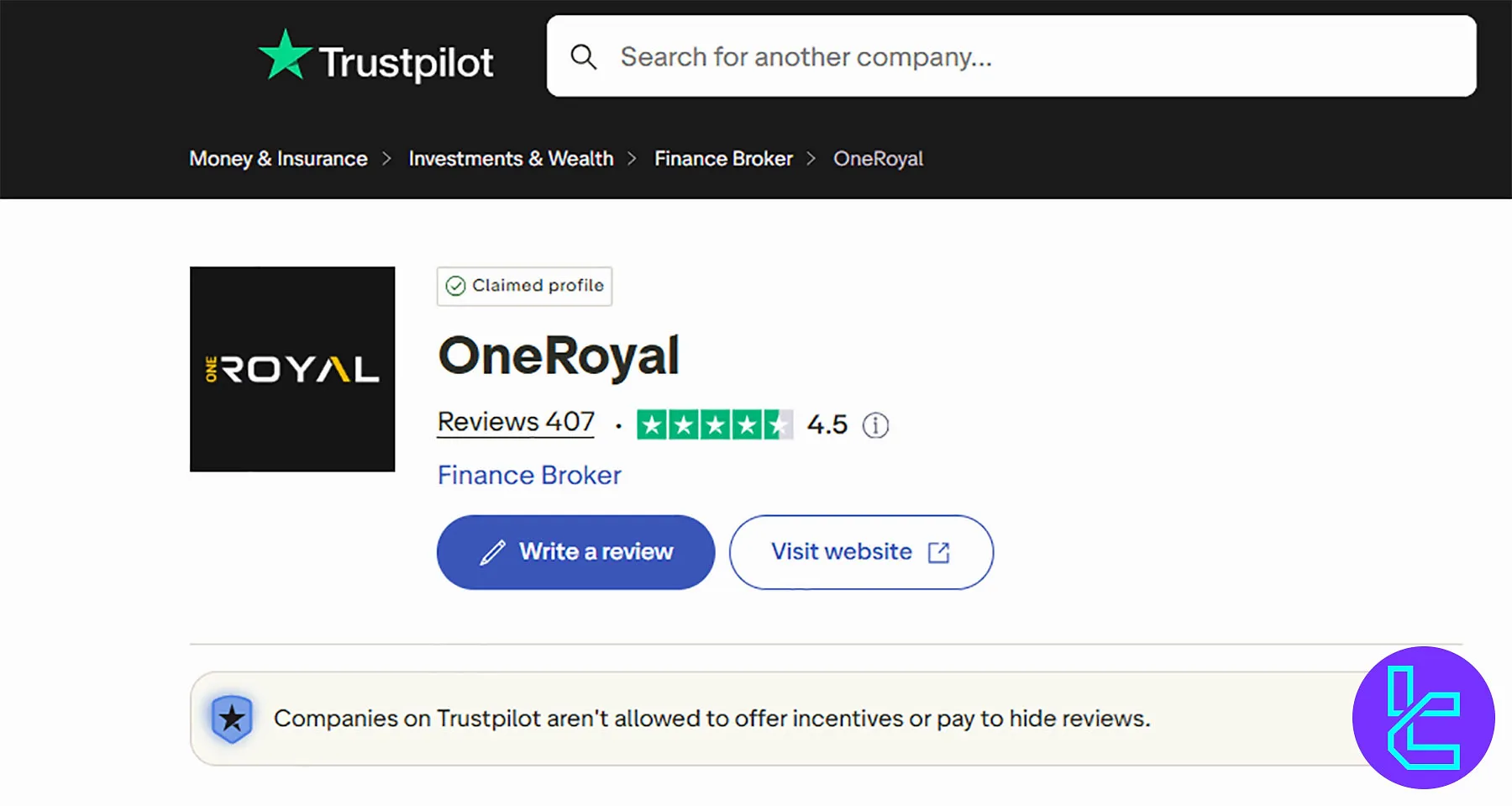 OneRoyal Trustpilot