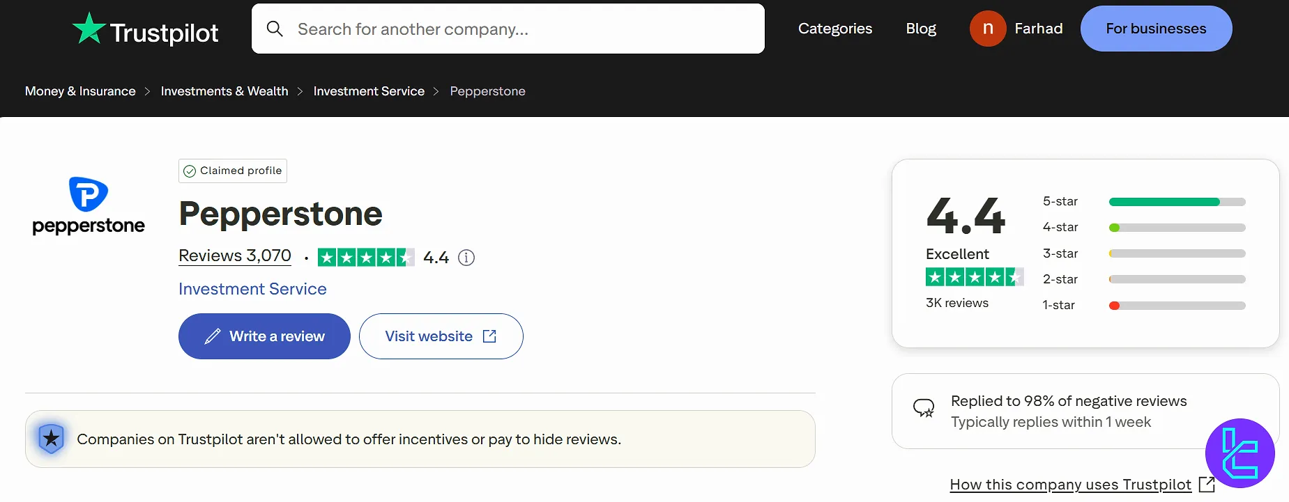 Pepperstone Trustpilot