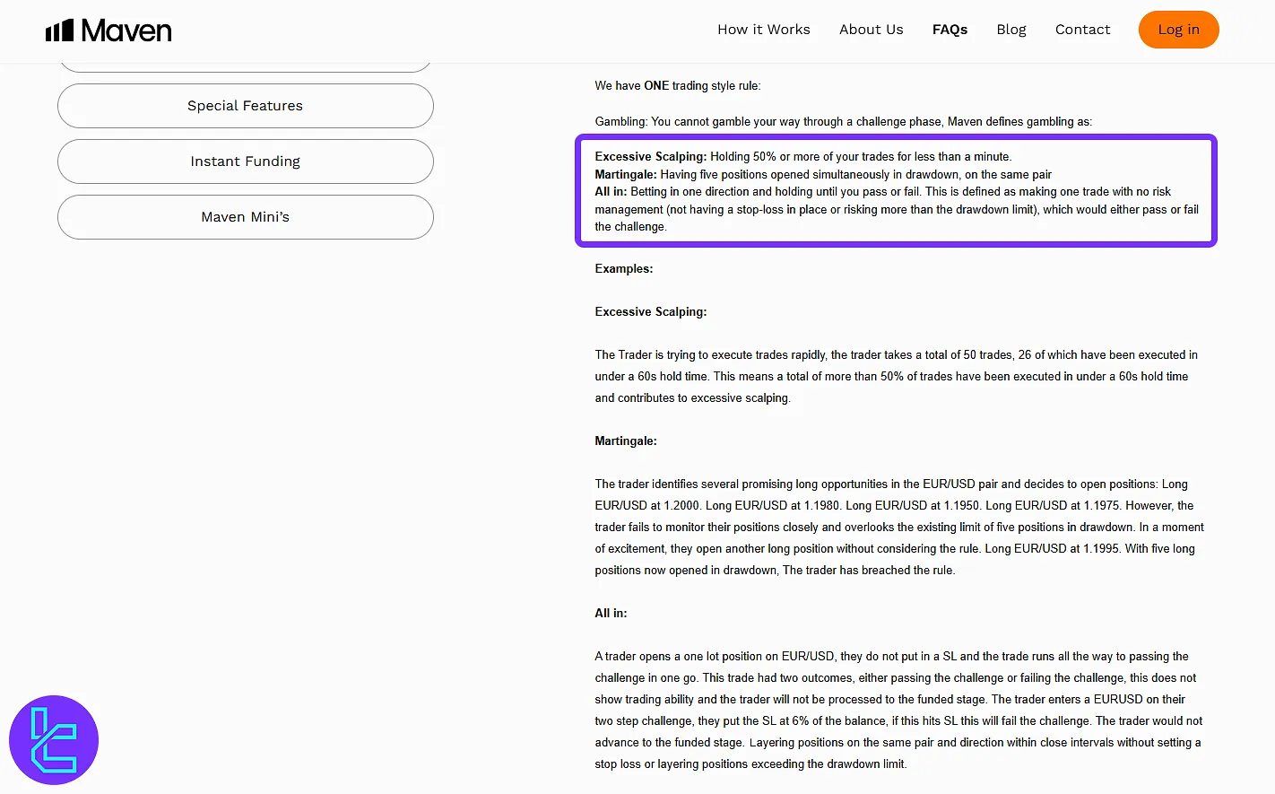 Maven Trading restricted strategies