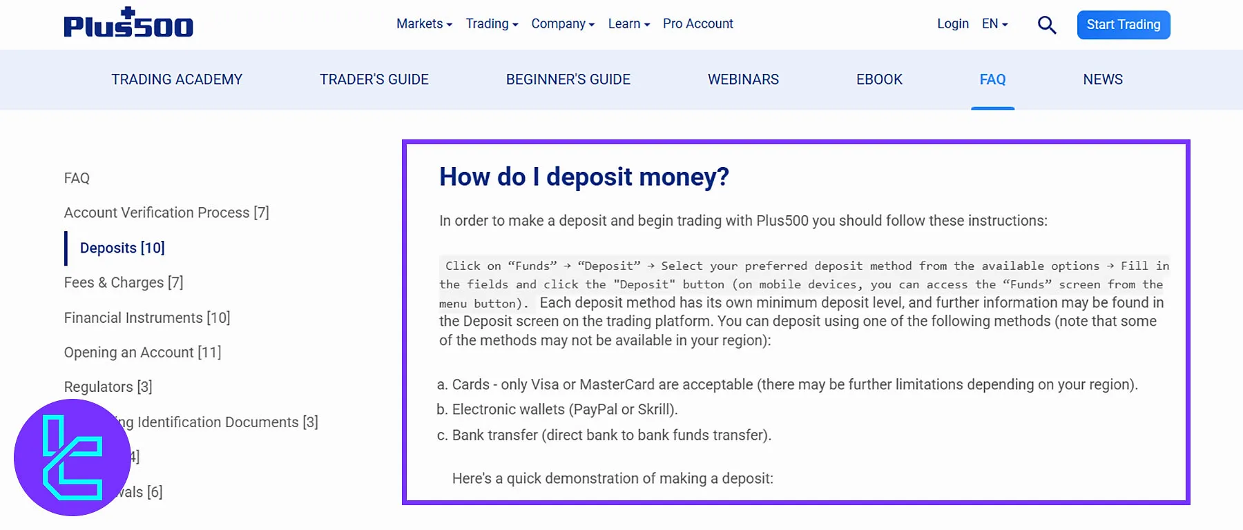Plus500 Deposit Options