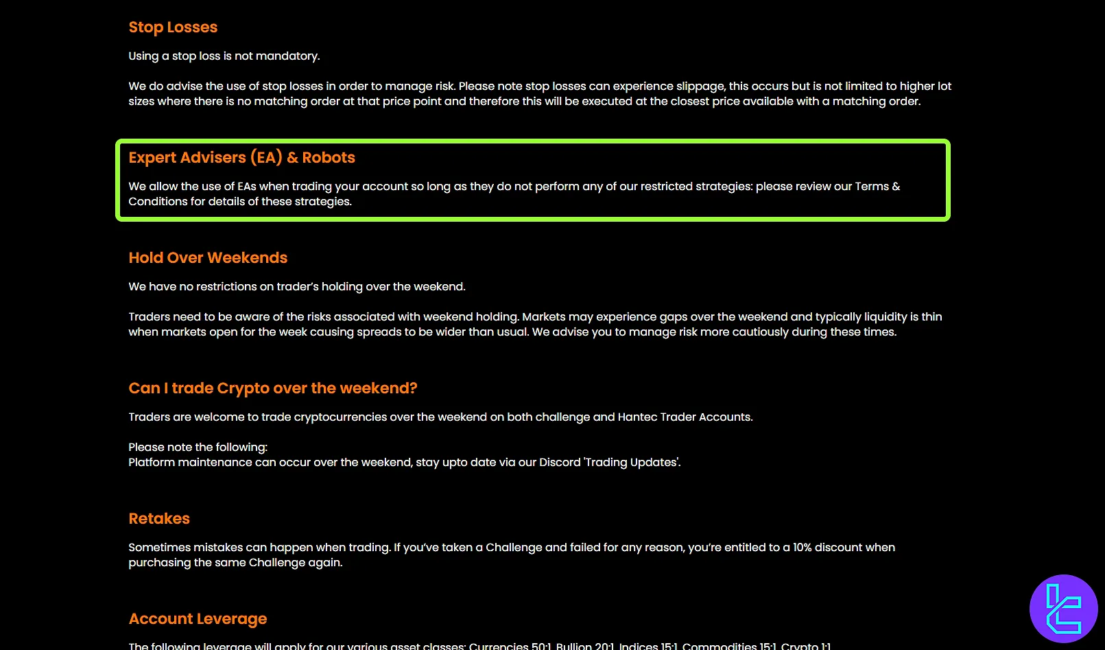 Hantec Trader payout rules
