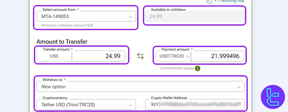 IFC Markets TRC20 withdrawal