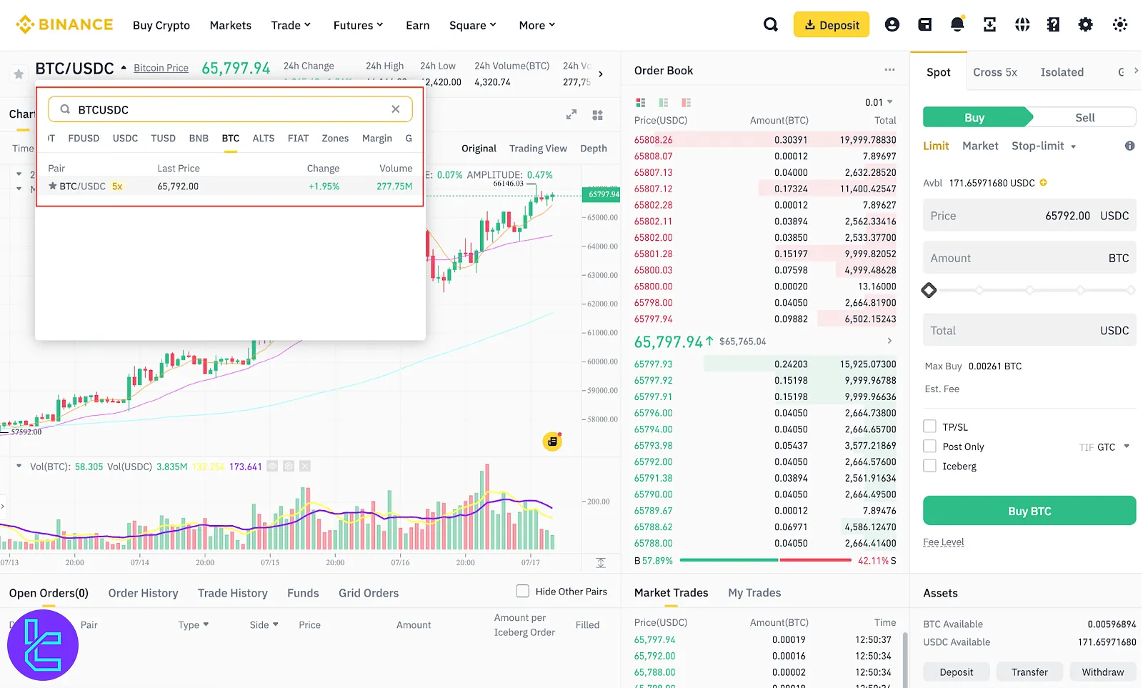 Binance buy trade