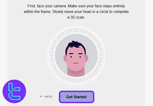 Paybis liveness face scan step in the KYC