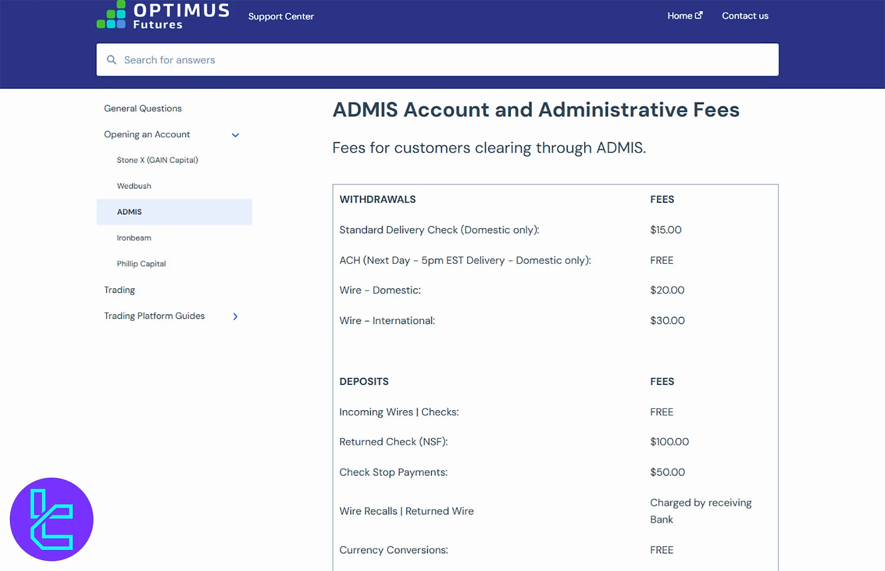 Optimus Futures Deposit and Withdrawal