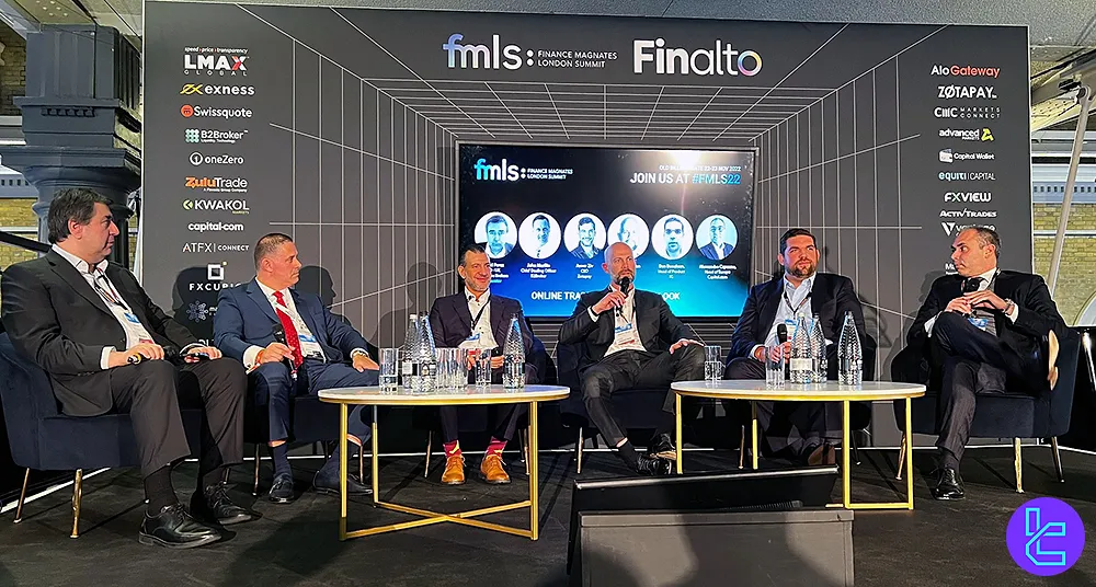 Brendan Callan, CEO of FXCM, speaking at a financial industry event