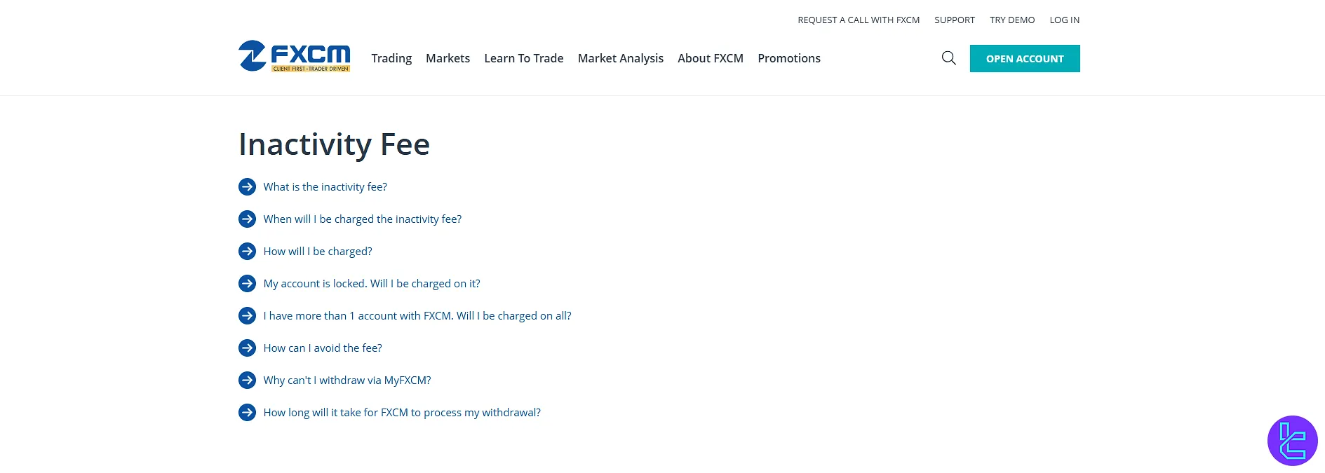 Illustration of FXCM’s inactivity fee