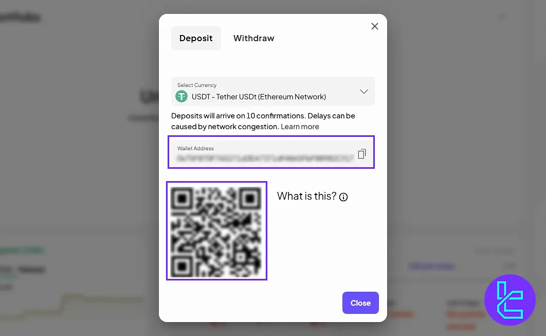 Getting the address for Coinmetro USDT ERC20 deposit