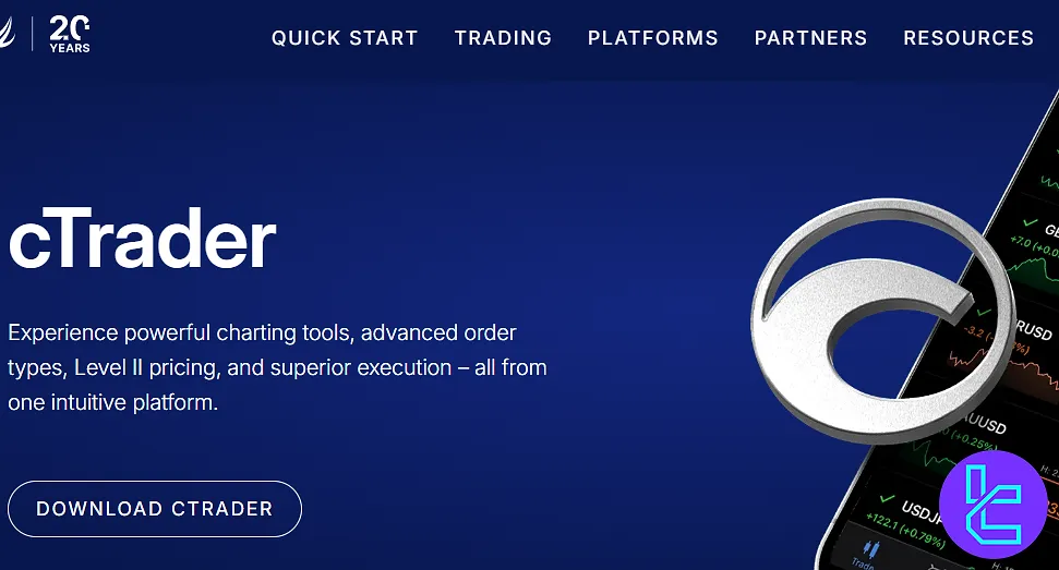 Broker’s cTrader platform download page