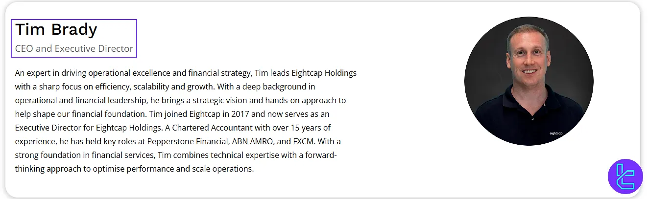 CEO of Eightcap at the company’s headquarters