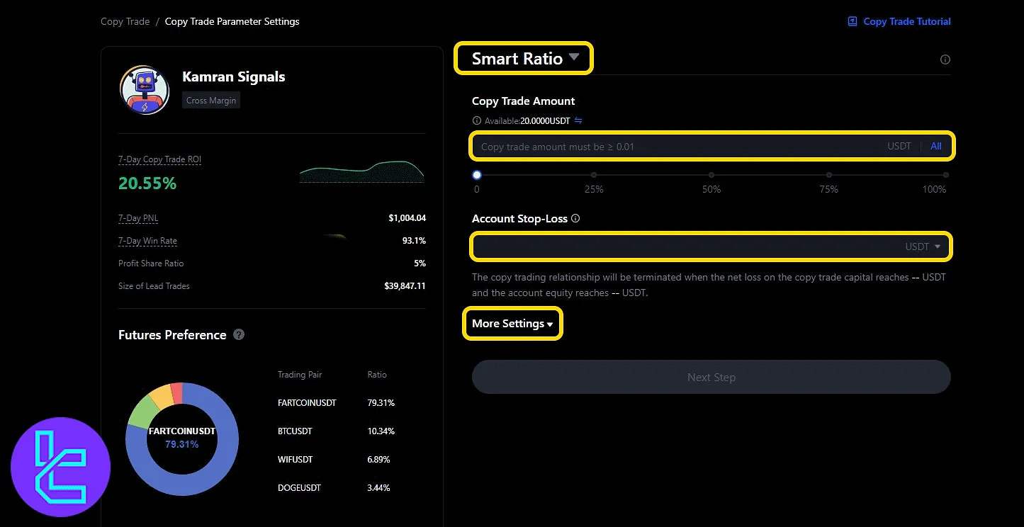MEXC mirror trading investment and stop-loss settings