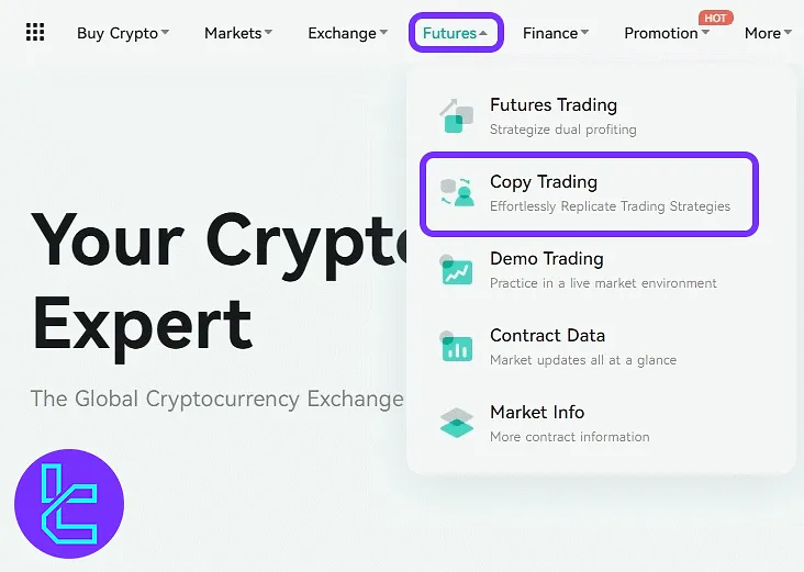 CoinEx futures menu entry to social copy trading