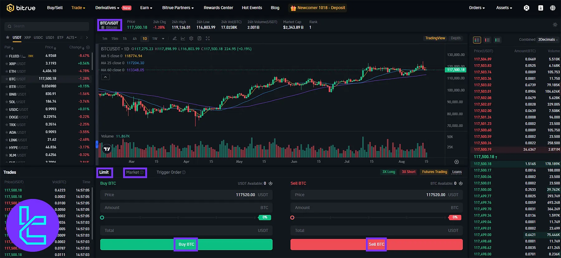Bitrue Trading Interface