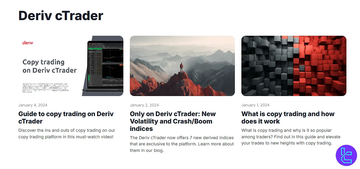 Deriv cTrader page