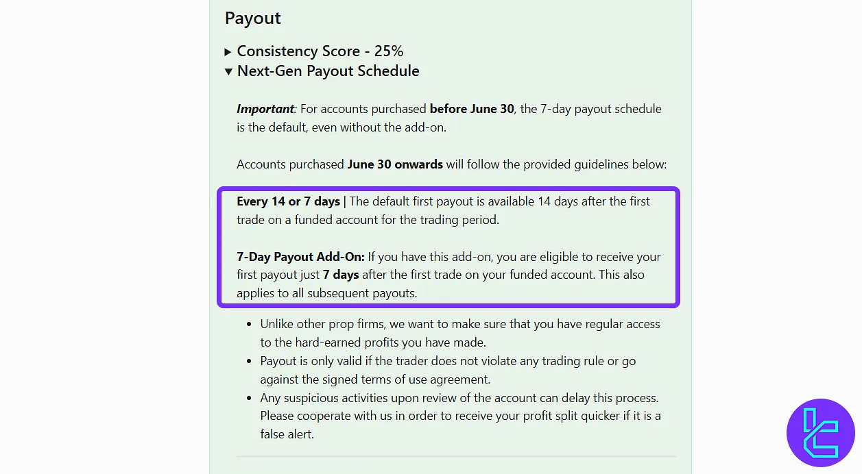 Funding Traders payout rules