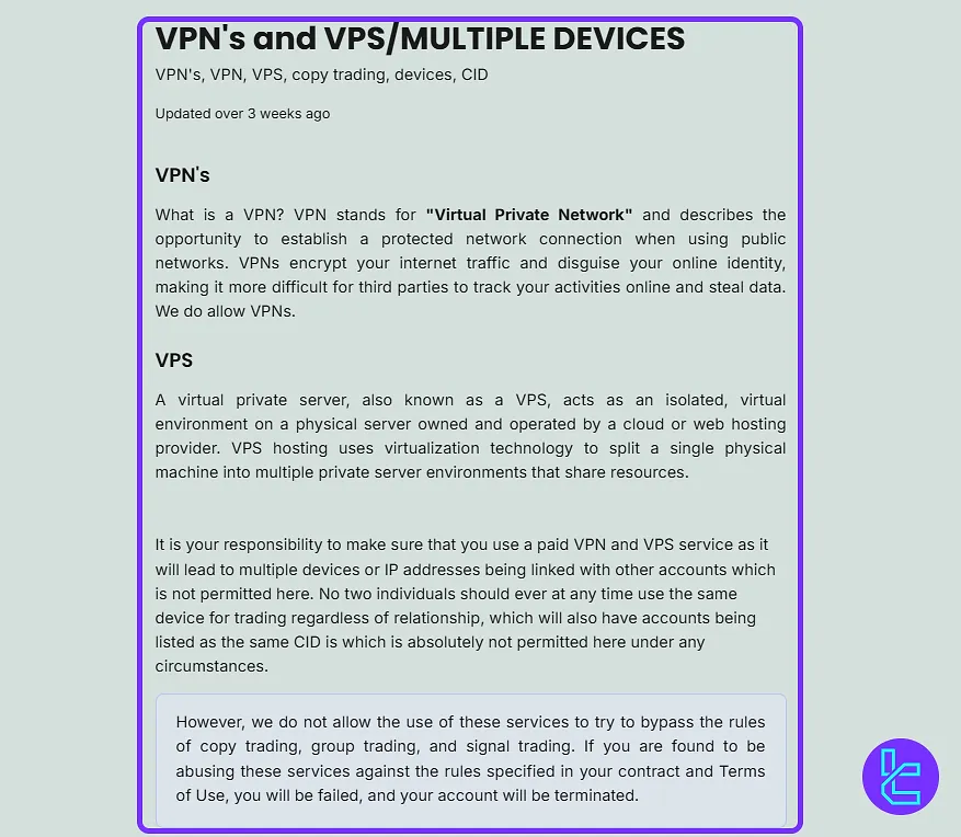 SeacrestFunded VPN rule
