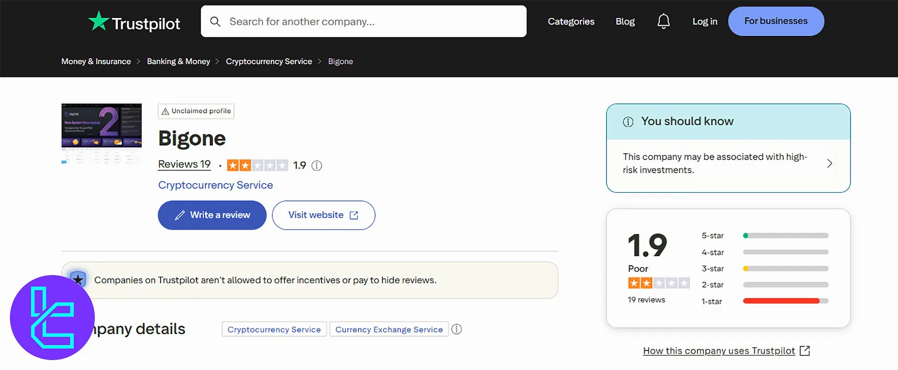 BigONE Trustpilot