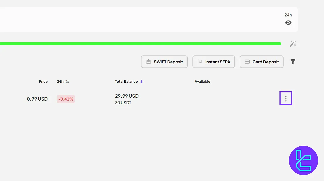 Coinmetro Tether ERC20 withdrawal wallet section
