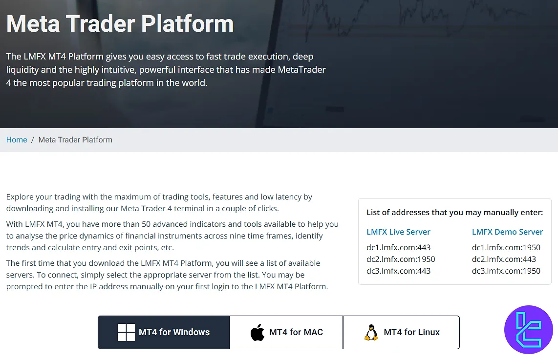 LMFX MetaTrader 4 Download Page