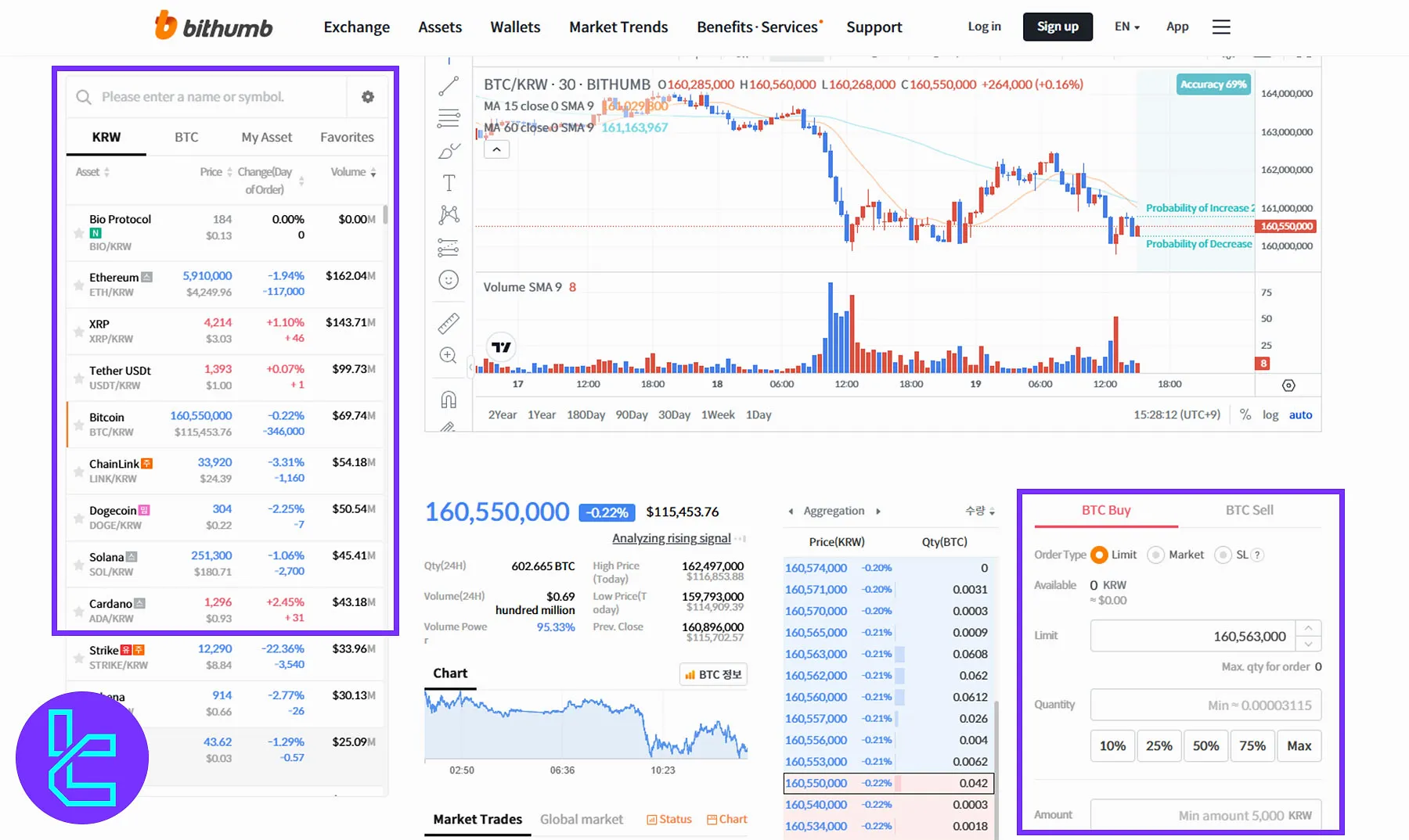 Bithumb Trading Interface