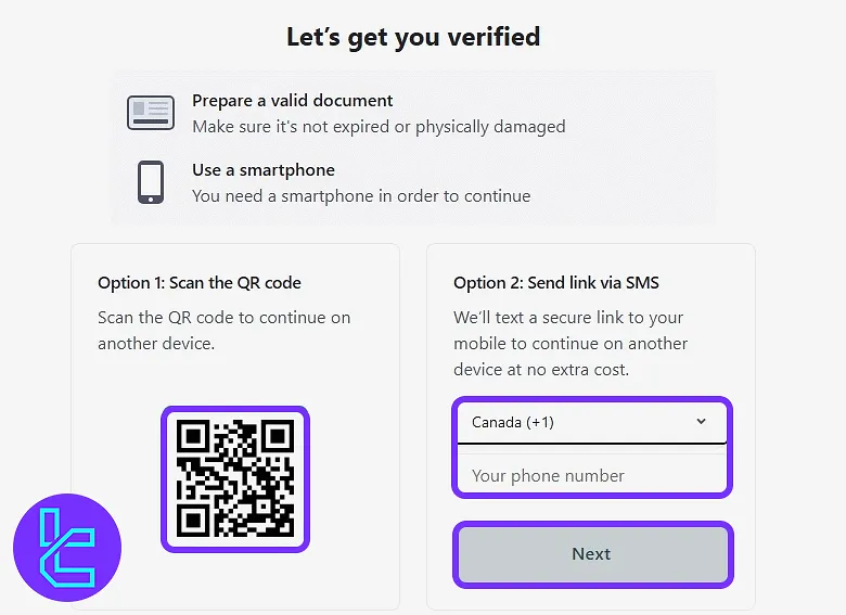 Quant Tekel KYC QR code or SMS mobile connect