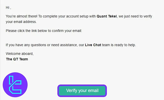 Quant Tekel email confirmation link for account activation