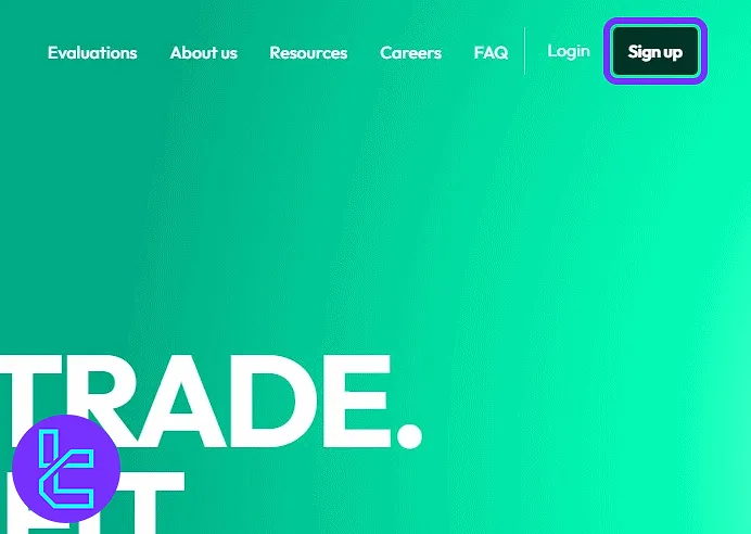 Quant Tekel sign-up entry point on the prop trading page