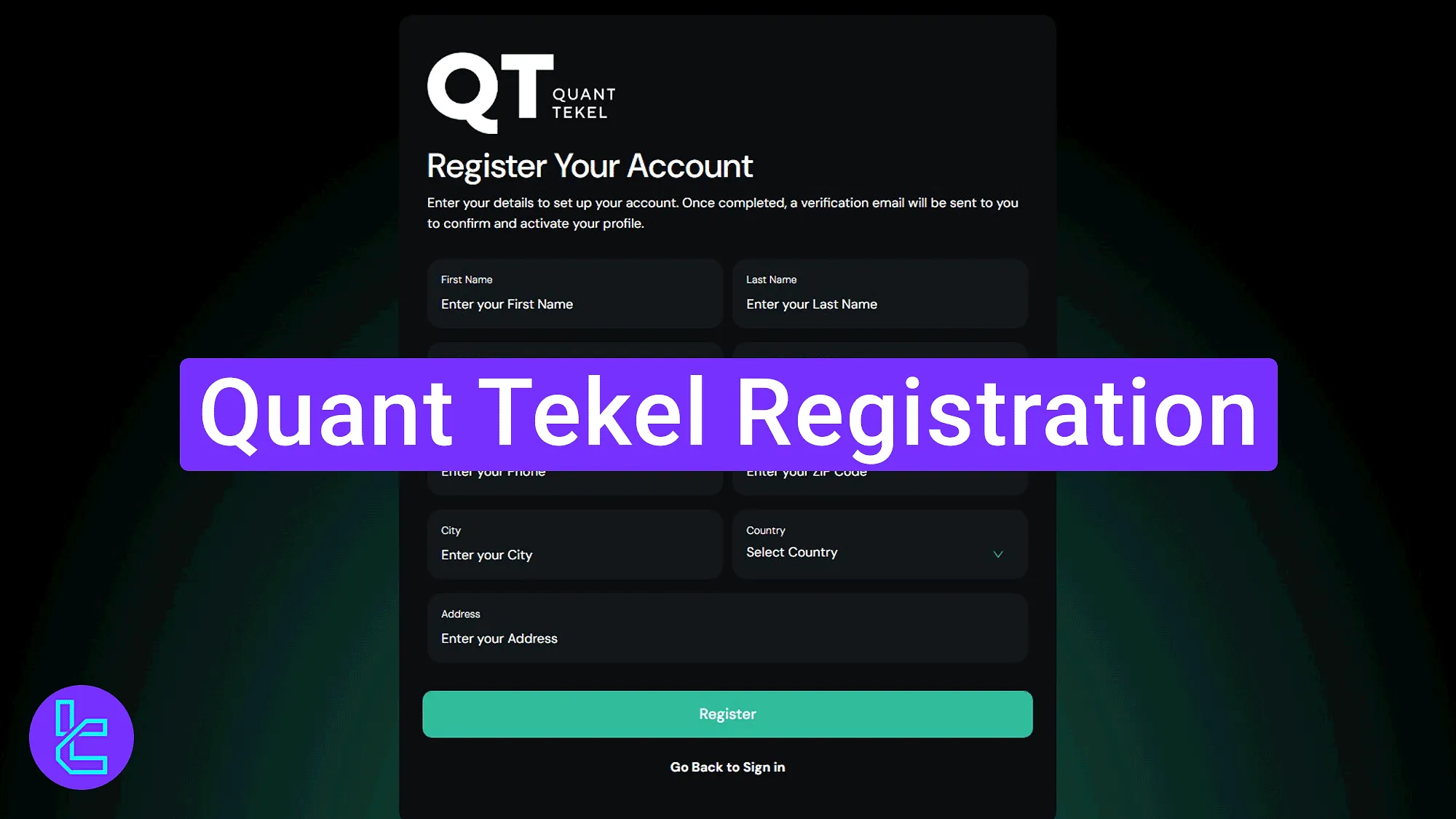 Quant Tekel account creation guide