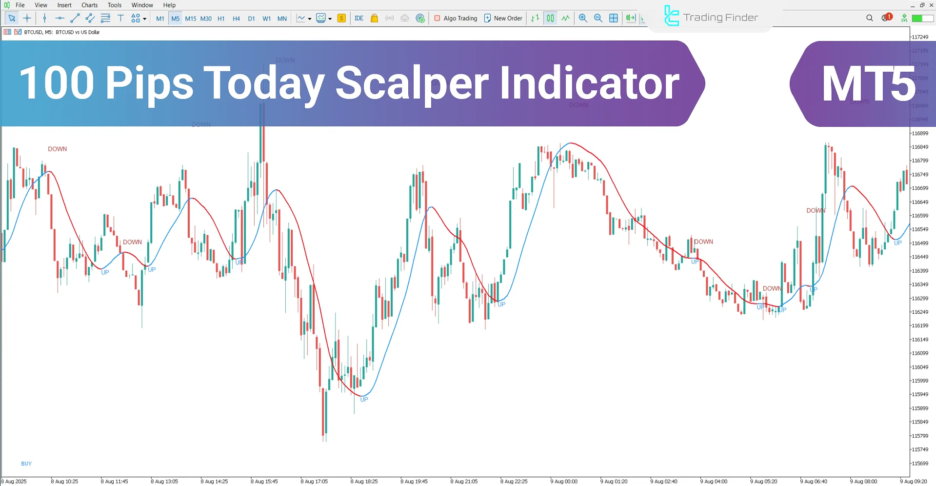 100 Pips Today Scalper Indicator for MT5 – Free Download [TradingFinder]