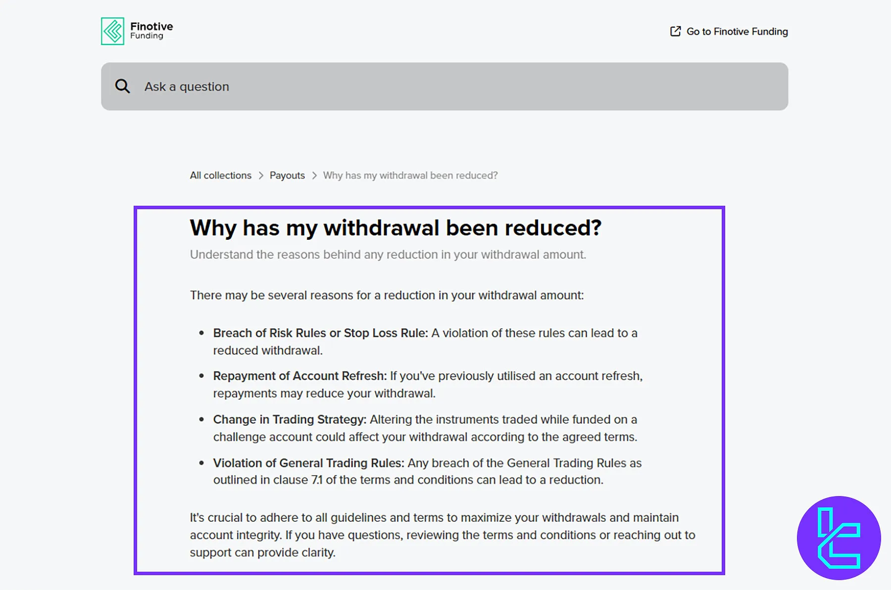 Finotive Funding Payout Policy