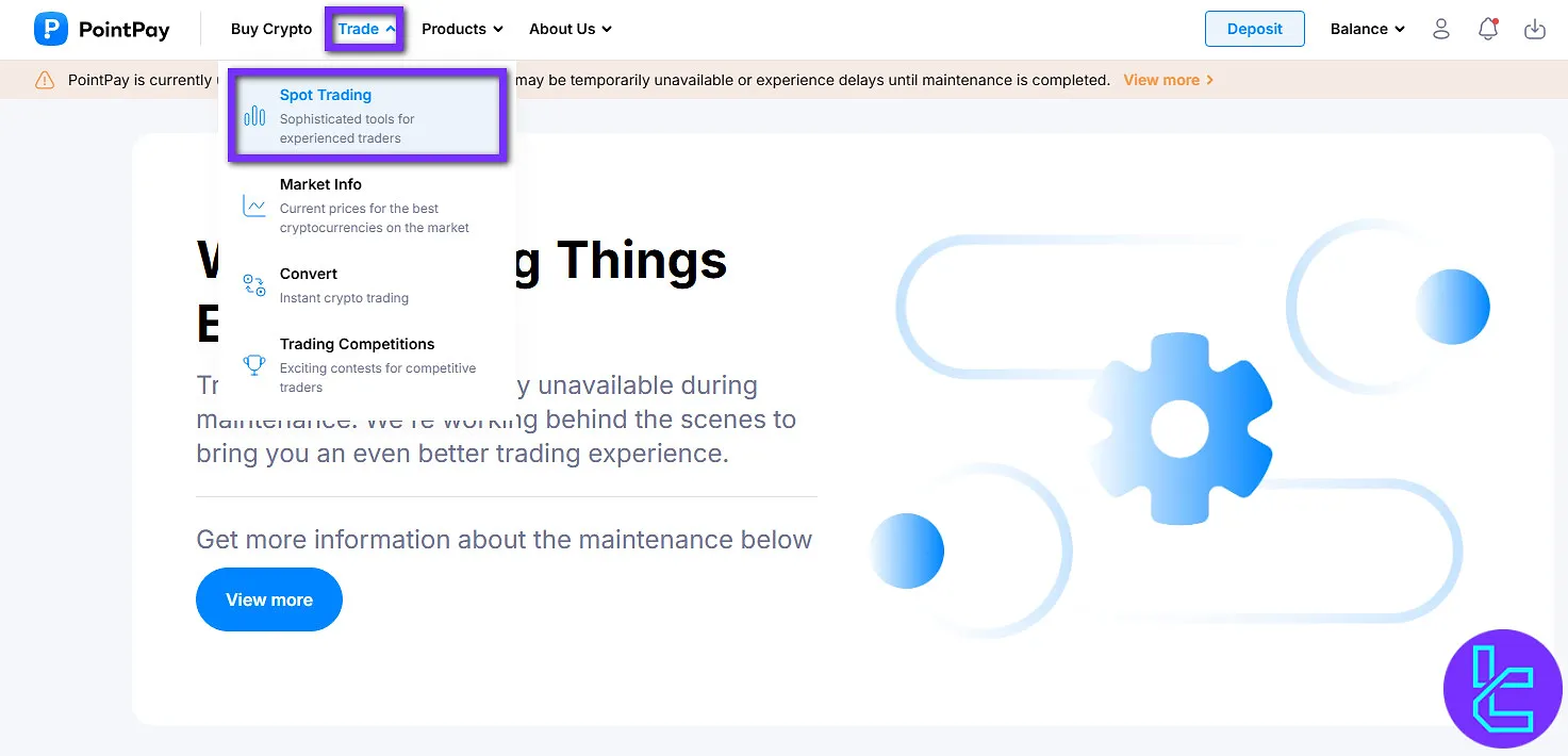 PointPay spot trading page