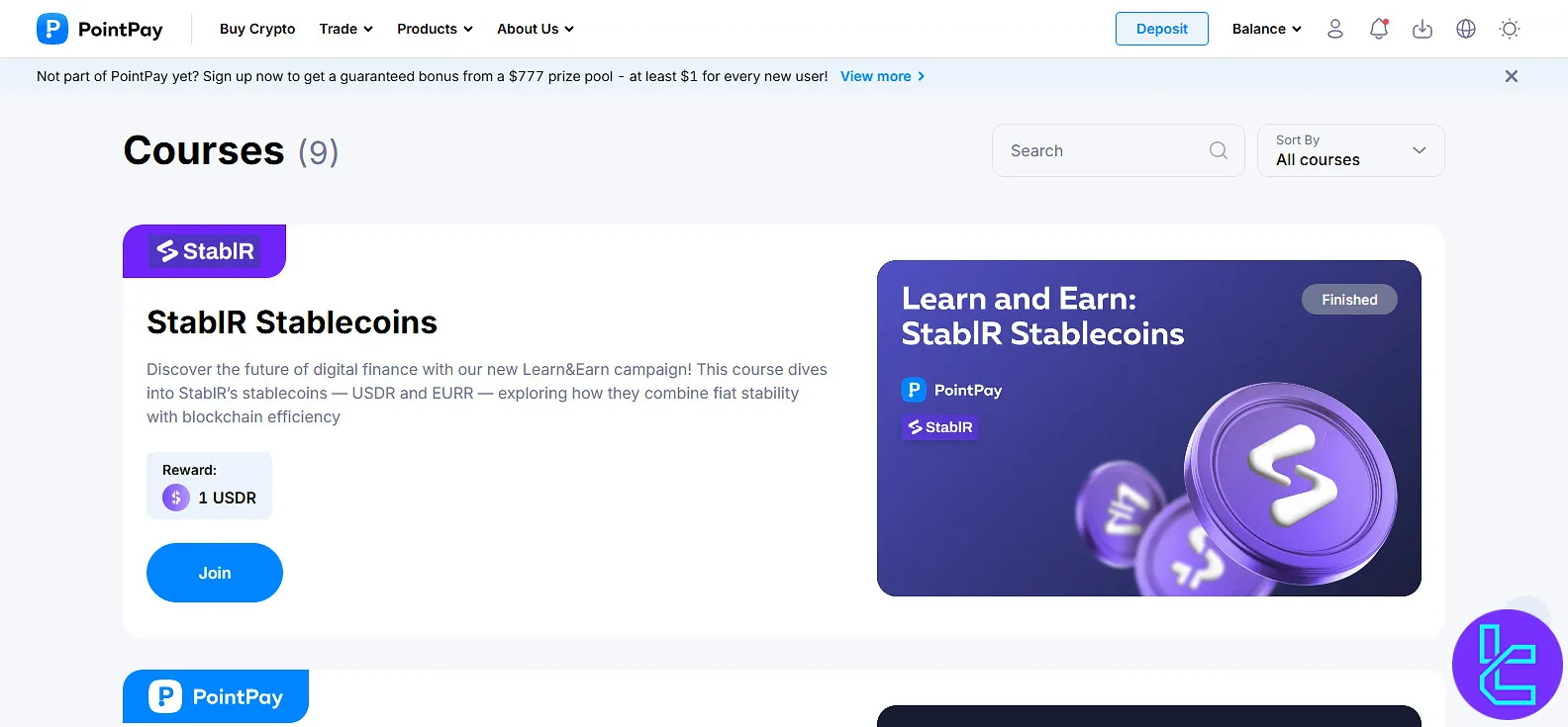 PointPay Learn and Earn courses