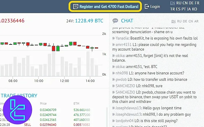 YoBit homepage sign up