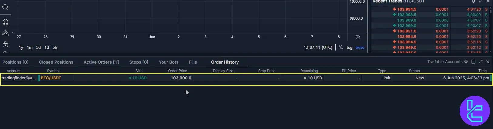 Bitcoin buy order on BitMEX