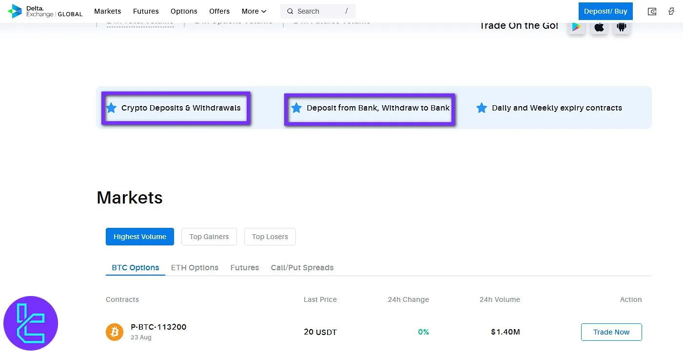 Delta Exchange deposit methods