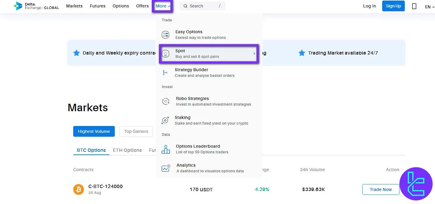 How to enter the Delta exchange spot trading