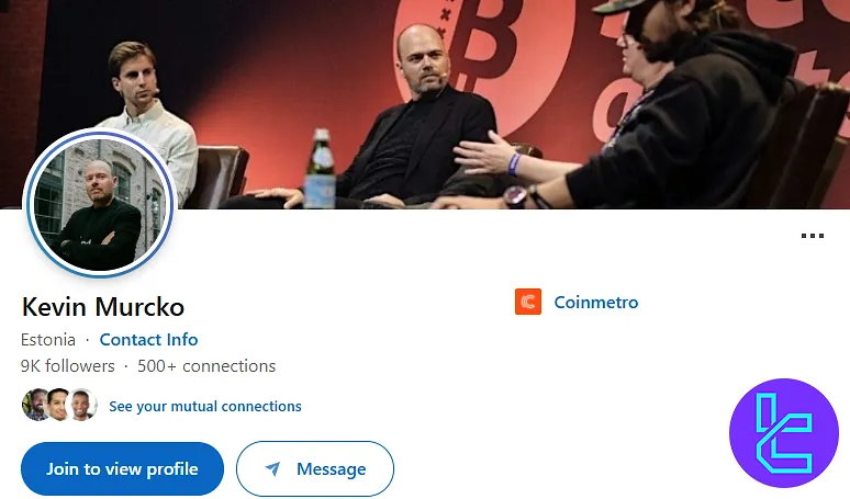 Coinmetro CEO Kevin Murcko LinkedIn profile page