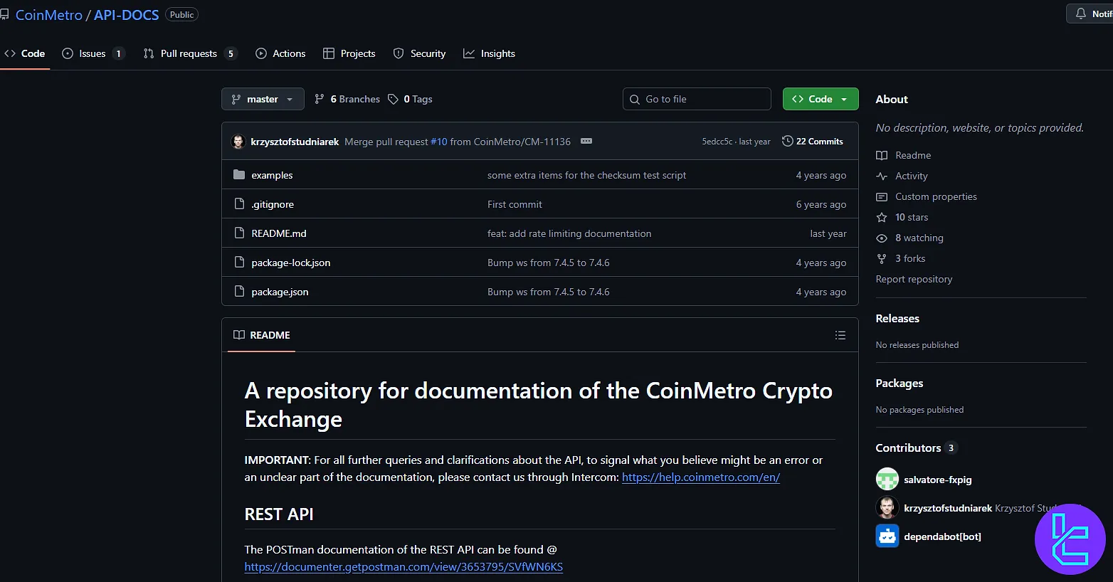 Coinmetro API access page