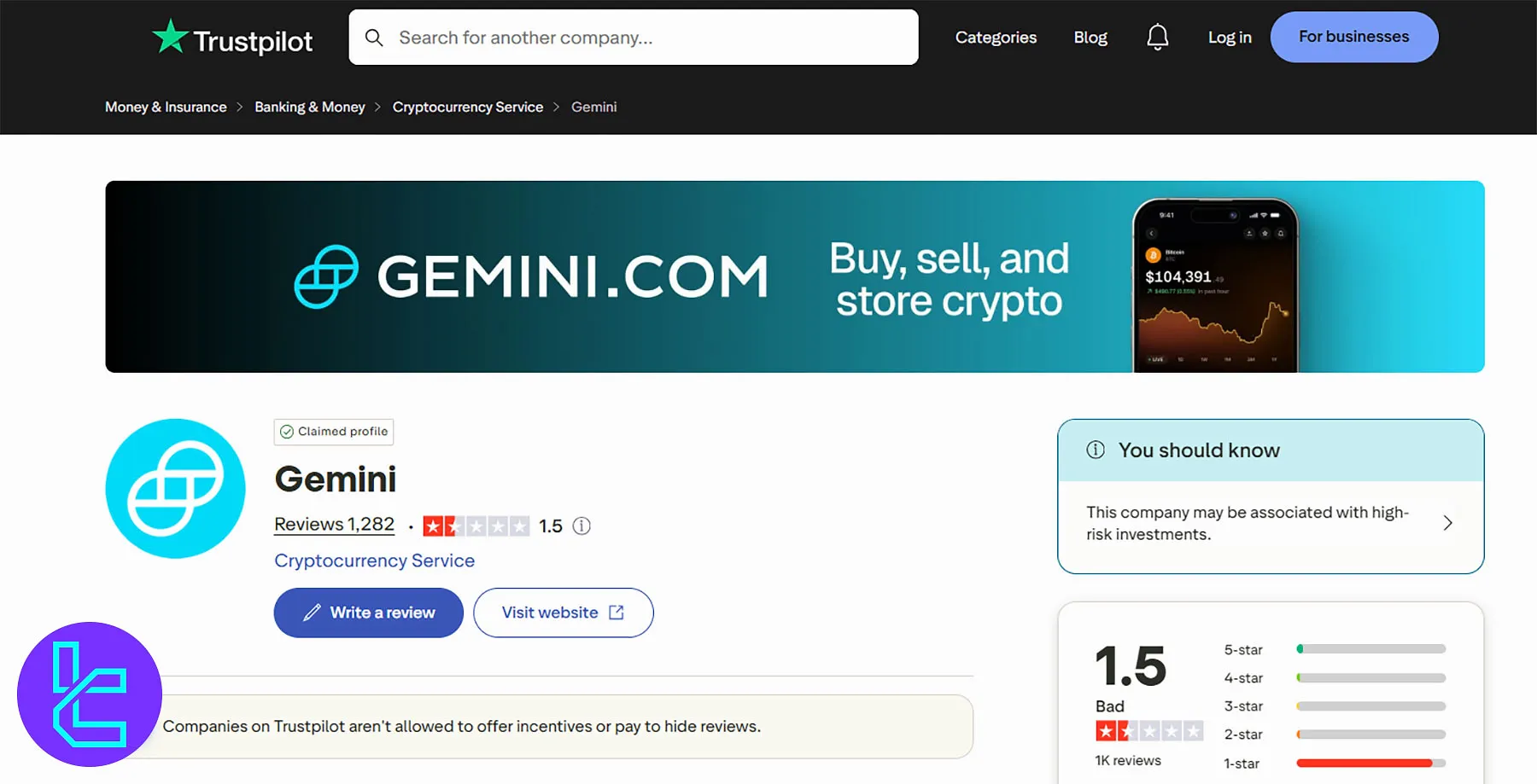 Gemini Trustpilot