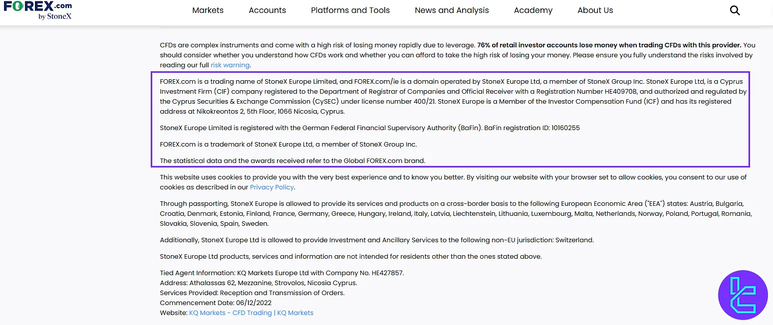 FOREX.com regulation details