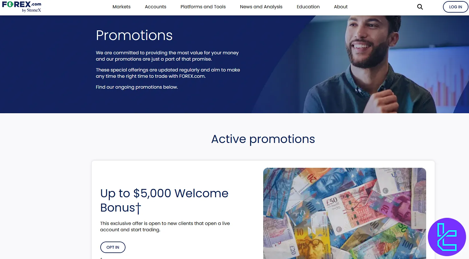 FOREX.com promotions page