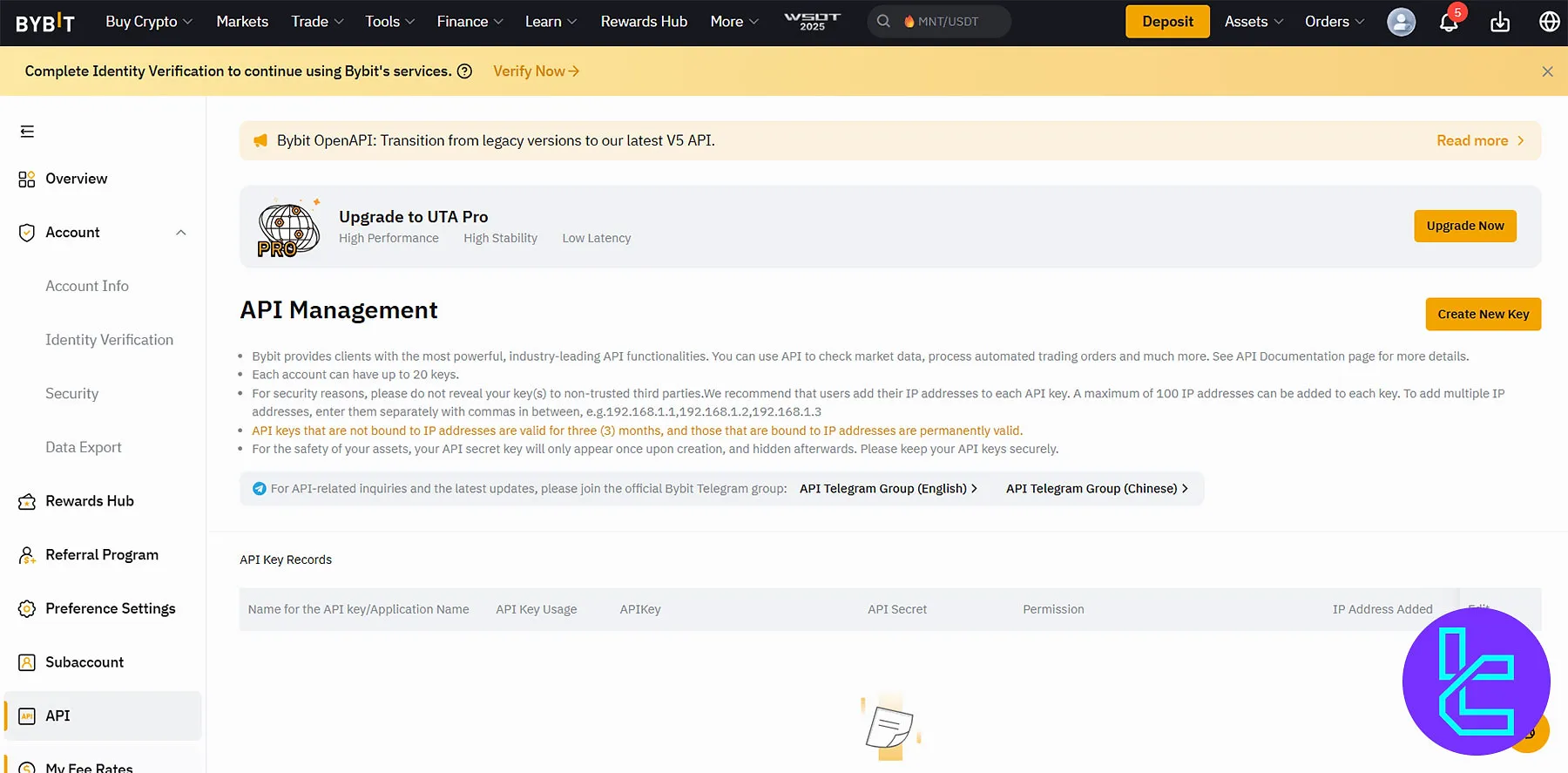 Bybit API management