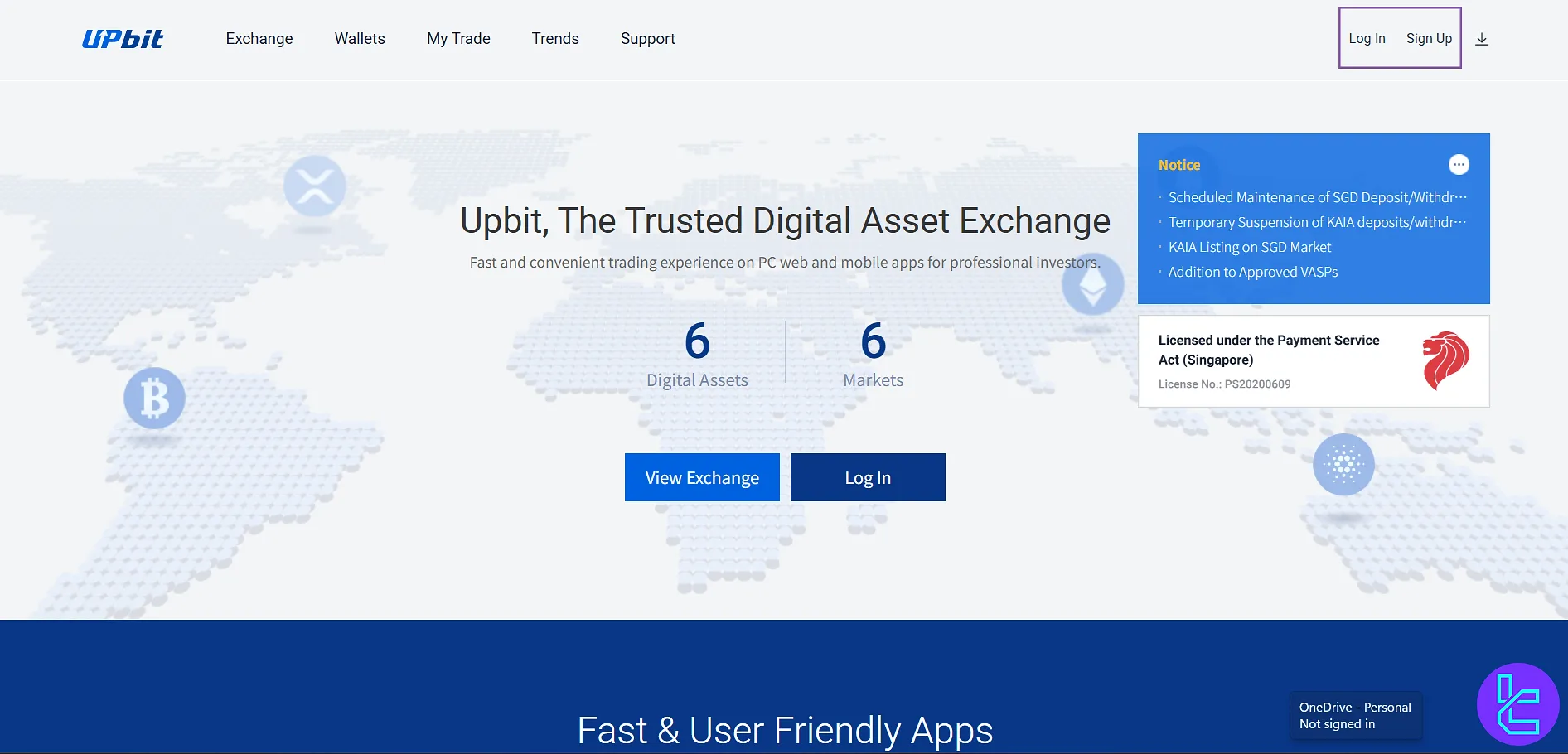 Upbit Sign Up button for registration