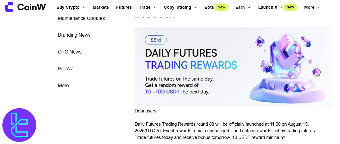 CoinW futures bonus