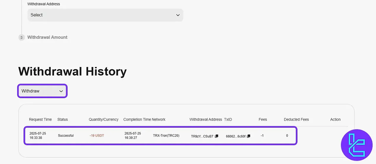 Monitor the CoinW transaction
